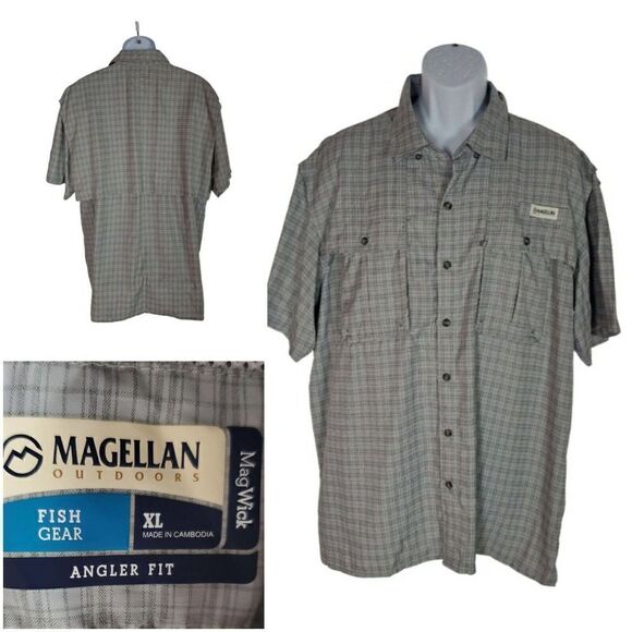 Magellan Outdoors Fish Gear Shirt XL Vented Back Active Wear Mag Wick Angler Fit - Picture 10 of 10